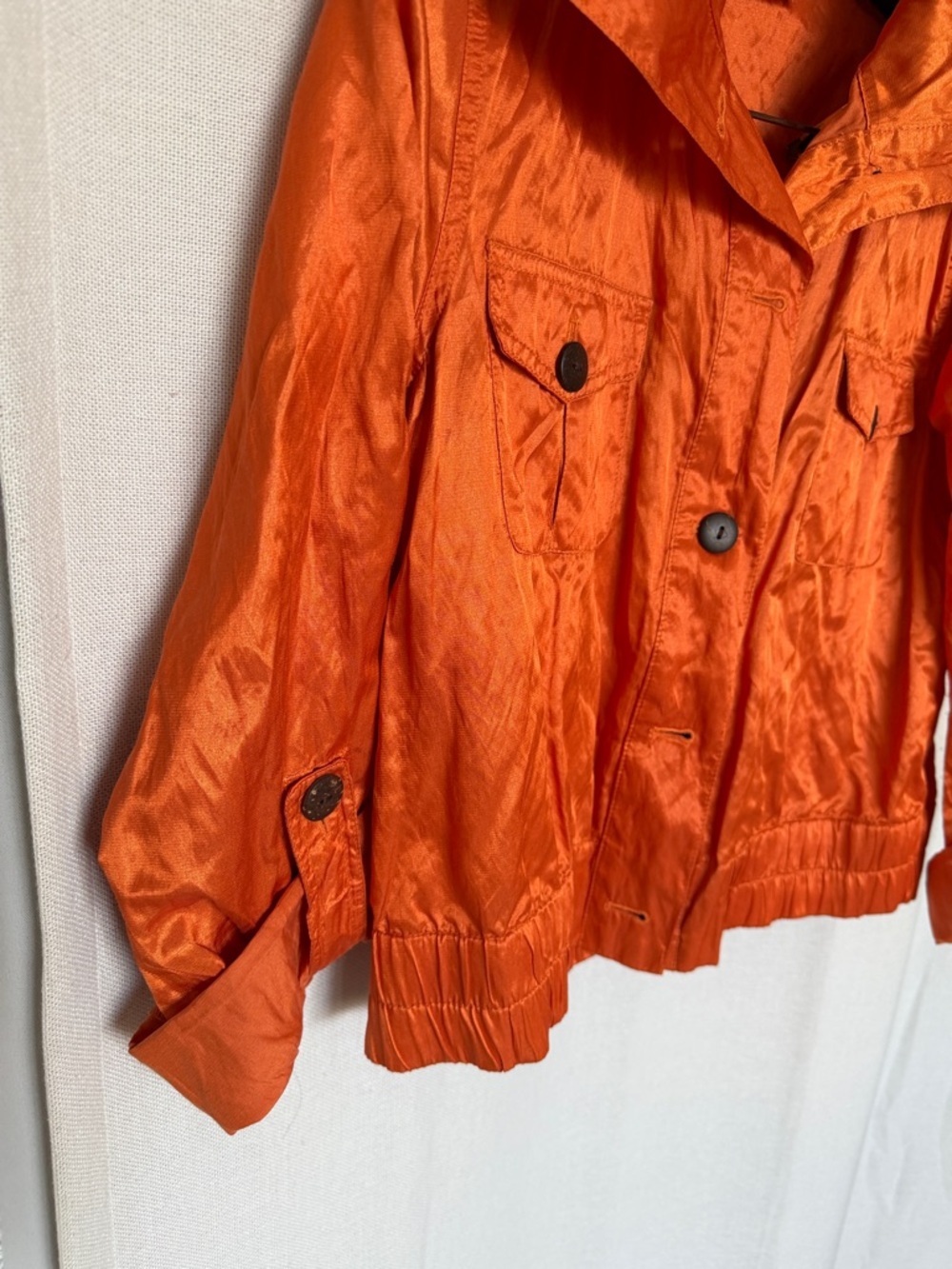 Ruby Rd. Shiny Orange Bomber Jacket - Picture 5 of 7